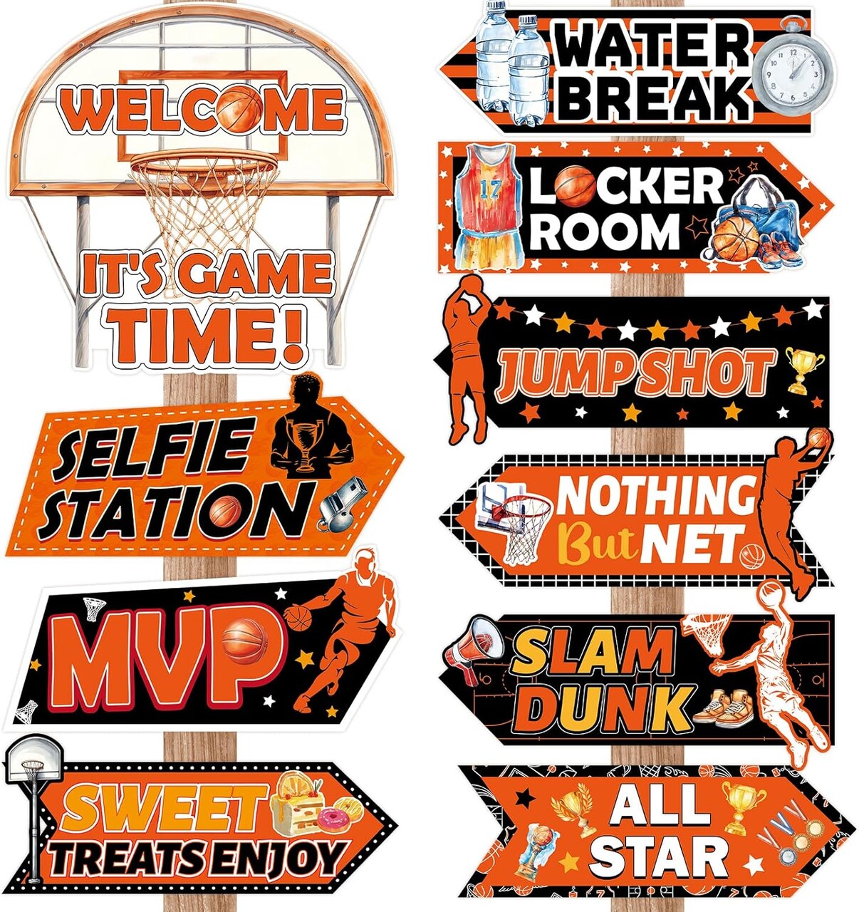 Basketball Party Decorations Sign March Madness Directional Photo Props for Boys Sports Birthday Bulletin Board Decor Supplies 20Pcs